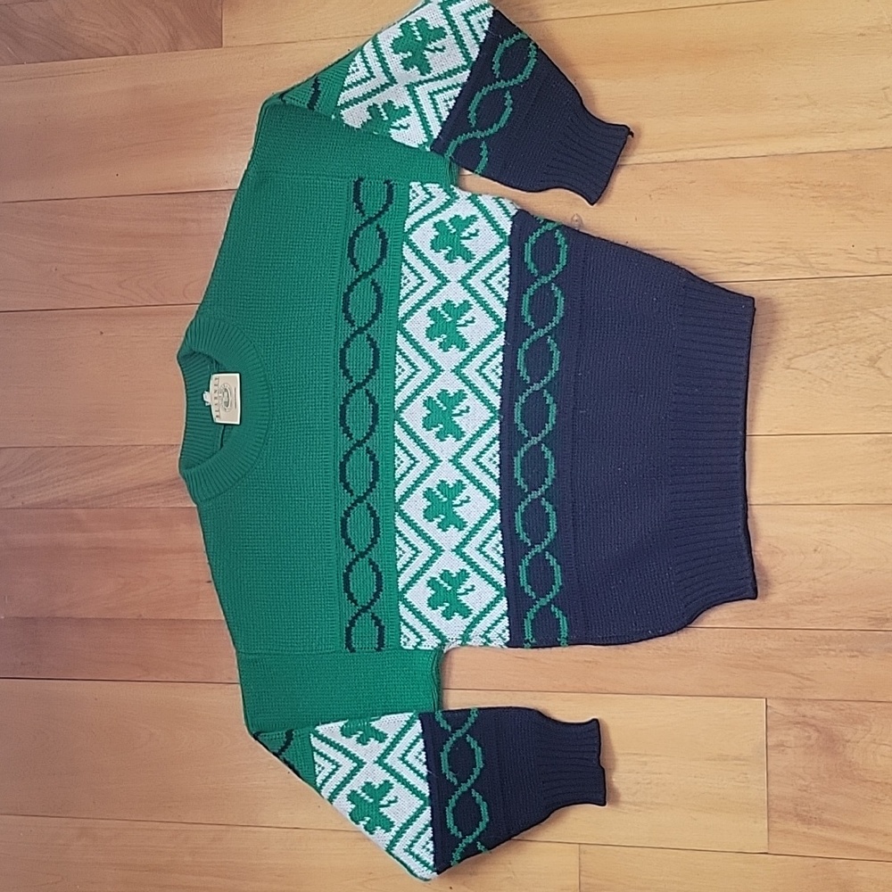 VTG Blarney woollen mills shamrock green sweater bigger kids size M